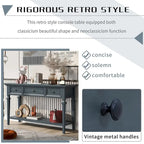 50 Farmhouse 50 Inch Classic Retro Console Three Top Drawers and Open Style Bottom Shelf, Sofa Table with Solid Wooden Frame