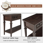50 Farmhouse 50 Inch Classic Retro Console Three Top Drawers and Open Style Bottom Shelf, Sofa Table with Solid Wooden Frame
