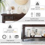 50 Farmhouse 50 Inch Classic Retro Console Three Top Drawers and Open Style Bottom Shelf, Sofa Table with Solid Wooden Frame