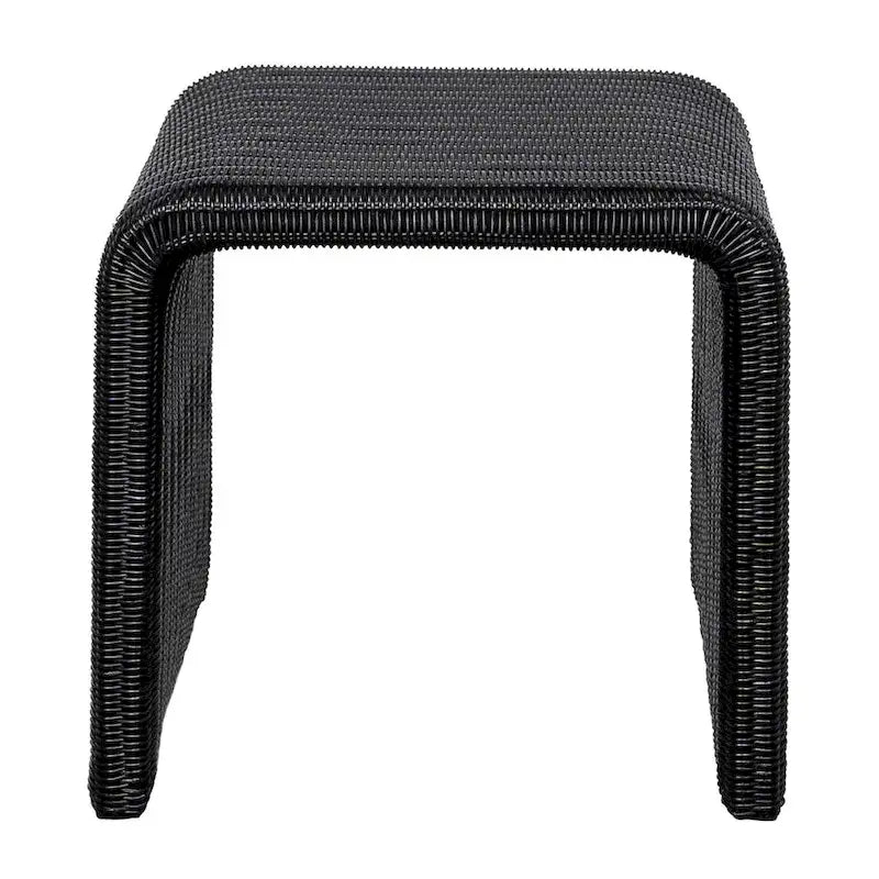 Black Woven Rattan Square End Table
