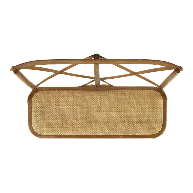 Brown Rattan Bentwood X-Back Bench