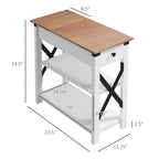 1-Drawer Side Table with 2 USB Ports, 1 Outlet and Shelves