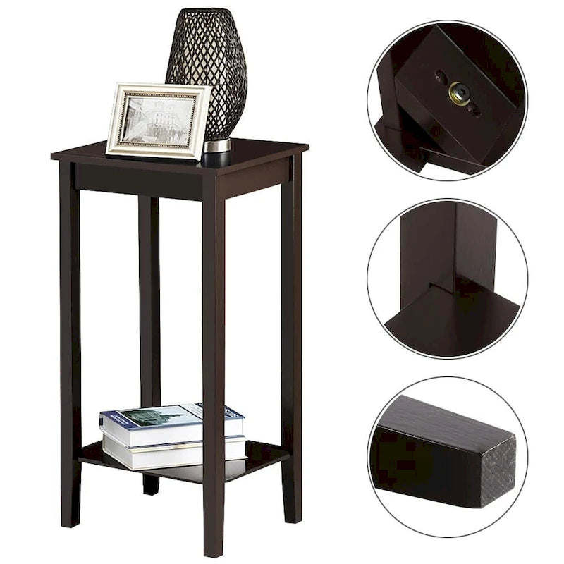 Wood Tall Bedside Living Room Sofa Side End Table Furnture