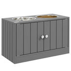 Large Elevated Dog Bowls with Storage Cabinet 44L Capacity, Raised Dog Bowl Stand Pet Food Bowl Dog Feeding Station, Gray