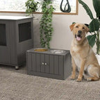 Large Elevated Dog Bowls with Storage Cabinet 44L Capacity, Raised Dog Bowl Stand Pet Food Bowl Dog Feeding Station, Gray