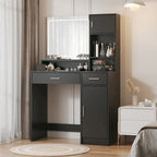 Vanity Desk with LED Lighted Mirror, Makeup Table with Drawers & Cabinet, Vanity Table with Storage