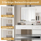 Vanity Desk with LED Lighted Mirror, Makeup Table with Drawers & Cabinet, Vanity Table with Storage