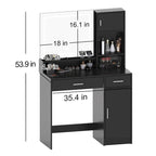 Vanity Desk with LED Lighted Mirror, Makeup Table with Drawers & Cabinet, Vanity Table with Storage